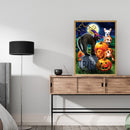 Frameless Oil Paint By Numbers DIY Halloween Dog Cat Picture Craft for Home