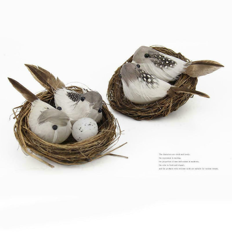 Artificial Bird Nest Realistic Sparrow Home Garden Ornament N2D1 Decoration V4P3