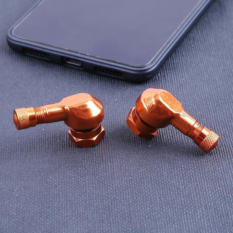 2pcs 90° CNC Aluminum Motorcycle 11.3mm Rim Tire Tyre Valve Stems(Orange)