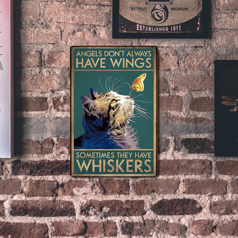 Retro Cat Butterfly Metal Plate Painting for Bar Pub Tin Plaques Wall Sign