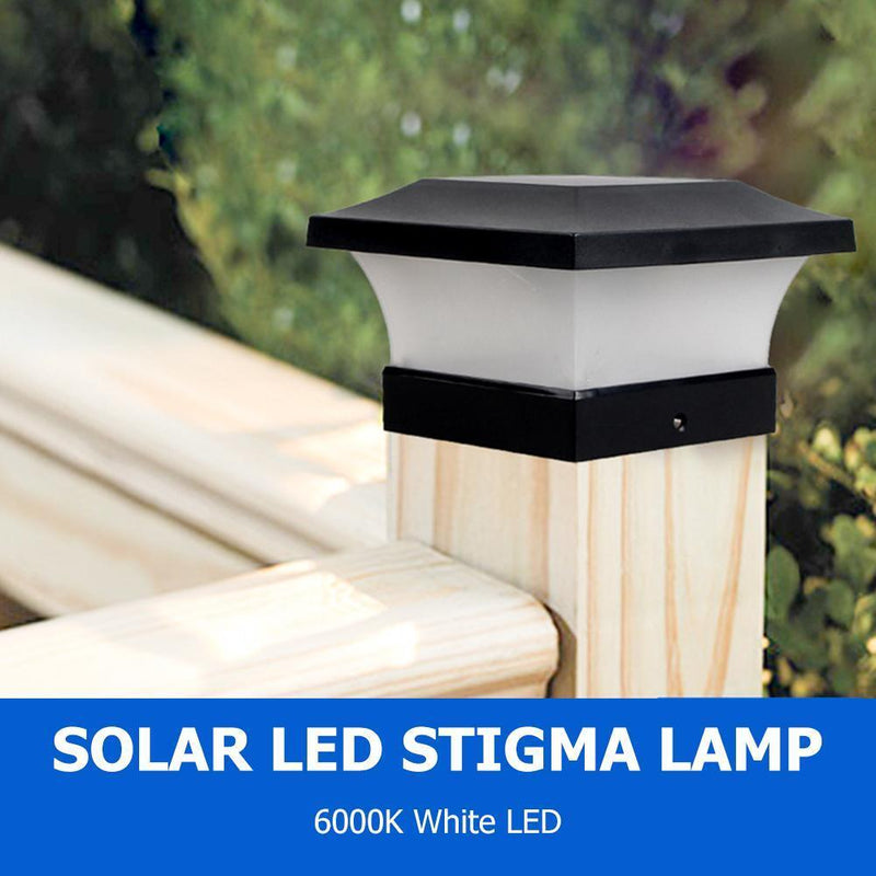 6LED Solar Power Fence Light Waterproof Square Column Lamp Garden Decoration
