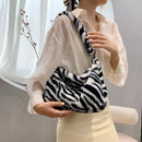 Fashion Women Printing Plush Shoulder Bag Casual Large Capacity Underarm Bags