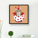 5D DIY Diamond Painting Lovely Cup Cat Cross Stitch Embroidery Mosaic Kits