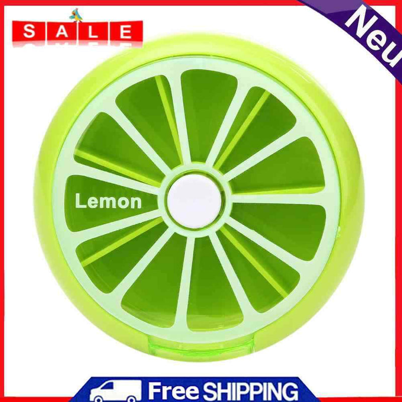 Outdoor Travel Pill Portable 7 Day Rotating Pill Case Lemon