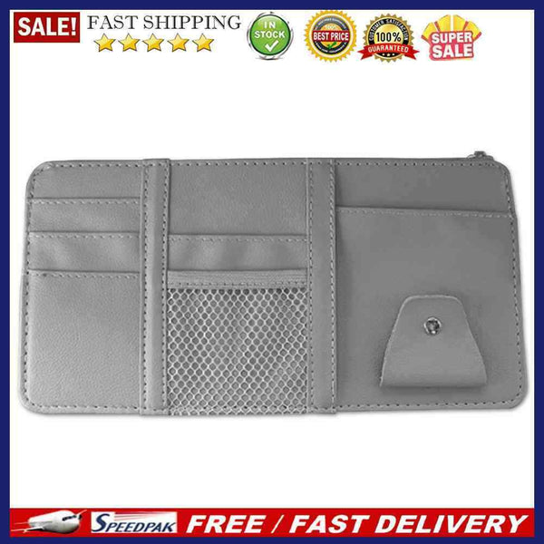 Automobile Car Sun Visor Organizer Storage Bag Hanging Card Holder (Grey)