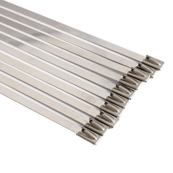 100PCS 4.6x300mm Stainless Steel Exhaust Wrap Coated Locking Cable Zip Ties