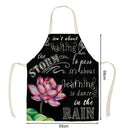 Kitchen Linen Apron Lotus Print Home Cooking Bib Household Baking Pinafore