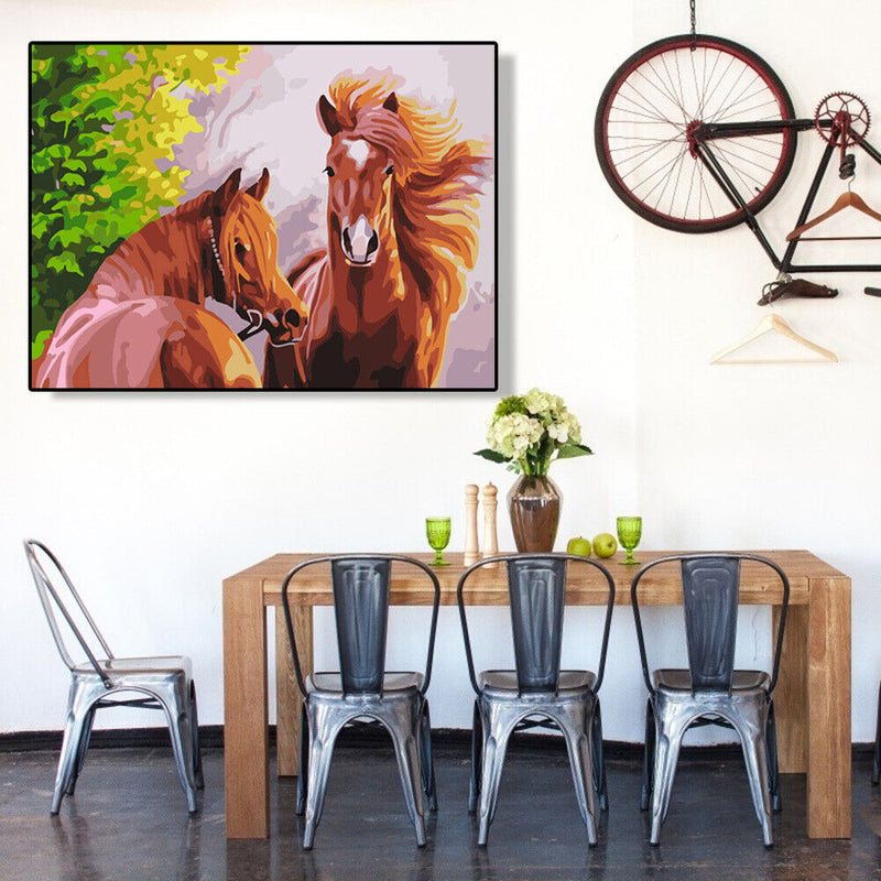 Hand Painted DIY Relax Horse Painting By Numbers Digital Oil Art Picture Decor