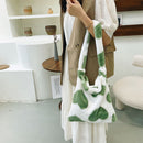 Fashion Women Love Print Plush Messenger Bag Autumn Winter Handbags (Green)
