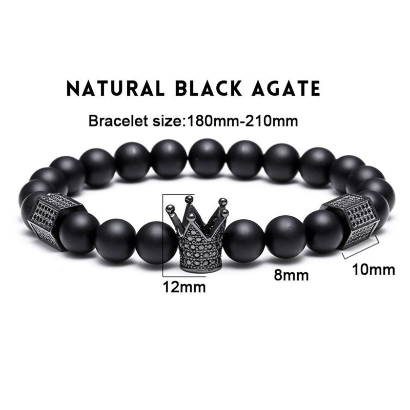 Yoga Rope Mens Cuff Bangles Crown Bracelets Steel Titanium Beaded Bracelet