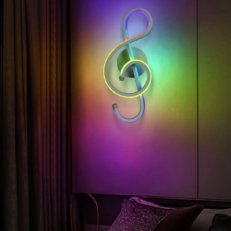 Modern LED Musical Note Wall-Mounted Home Living Room Bedside Light (White)