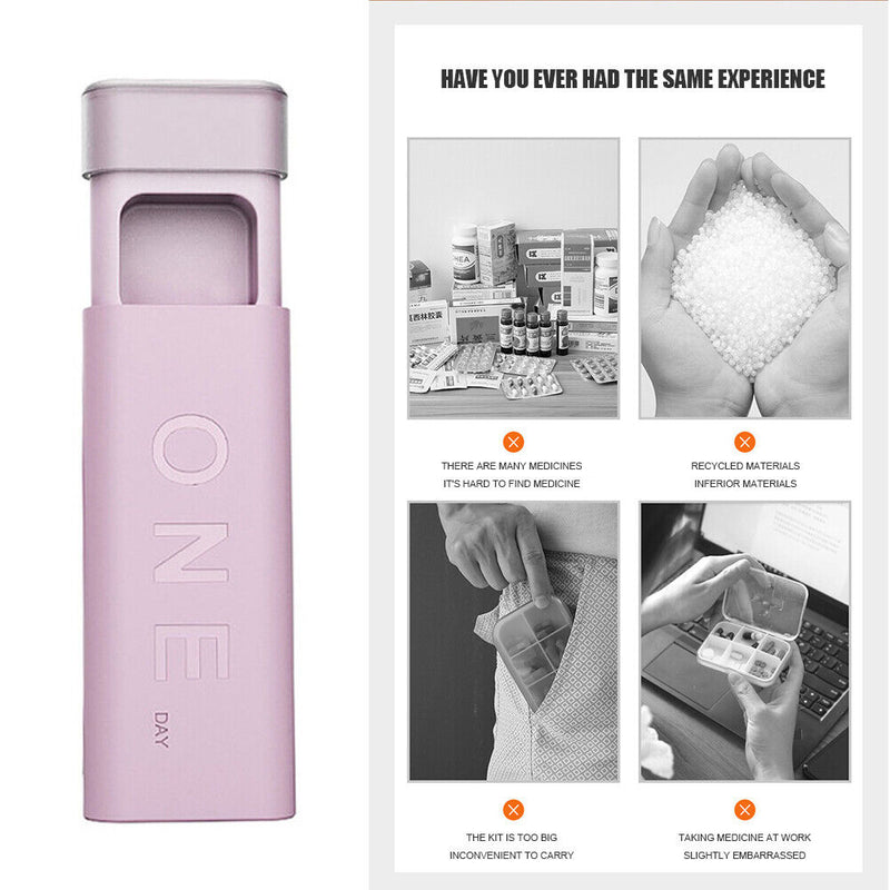 3 Grids Pill Tablet Dispenser Box Medicine Drug Storage Organizer (Pink)