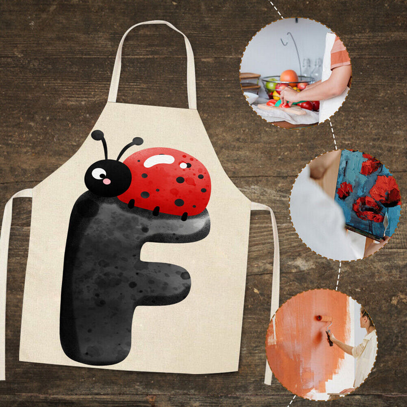 Insect F Print Apron Linen Waterproof Cooking Bibs Chefs Pinafore (68x55cm)