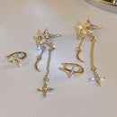 Trendy Cross Bright Stars Fashion Jewelry Clip Earrings Tassels No Piercing