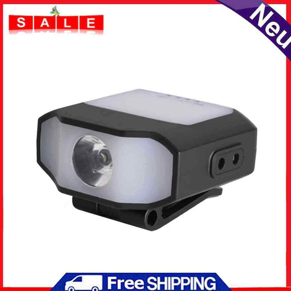 Hat Clip Light Headlight COB LED Camping Fishing Headlamp Sensor (Black)