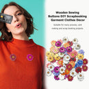 50pcs Colorful Flowers Printing Wooden Sewing Buttons DIY Knitting Clothes Decor