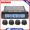 Solar Car TPMS Black White Screen Tire Pressure Monitoring System with 4 Sensors