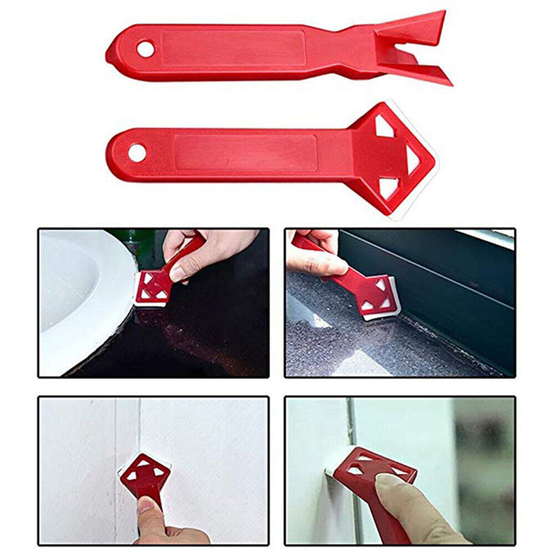 Silicone Caulking Grout Scraper Plastic Negative Angle Spatula (Wine Red) Newly