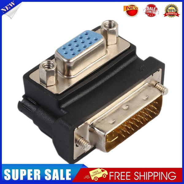 DVI-I 24+5 Male to VGA 15 Pin Female 90Â° Right Angle Convertor Adapter HD