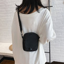 Women Canvas Shoulder Handbags Solid Casual Crossbody Phone Pouch (Black)