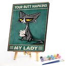 Cartoon Napkin Cat Oil Paint By Numbers Kit DIY Acrylic Painting on Canvas