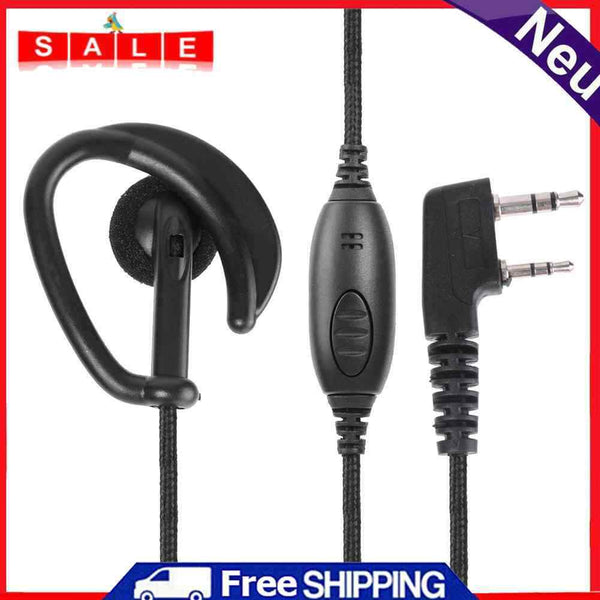 1.2m 2Pin Earpiece Headset PTT with Mic Ear Hook Interphone Earphone for Kenwood