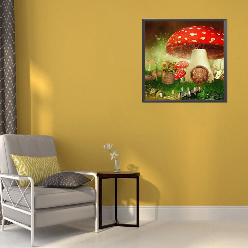 5D DIY Diamond Painting Kits Red Mushroom Full Round Drill Wall Decor Art