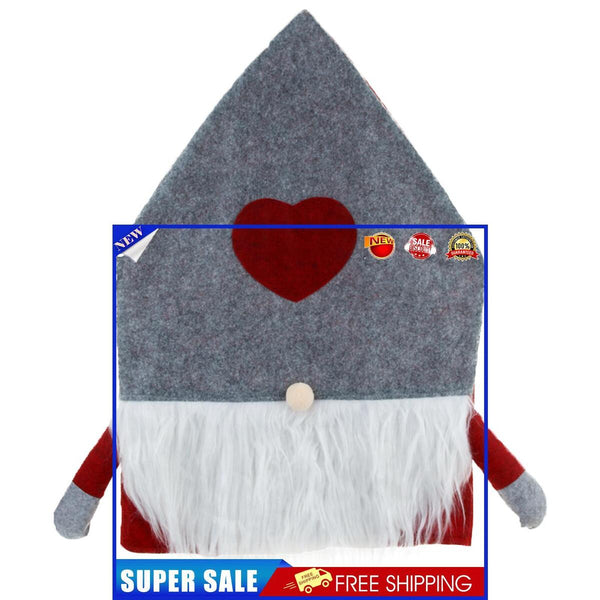 Christmas Chair Covers Plush Santa Love Heart Pointed Hat Cover (Grey)