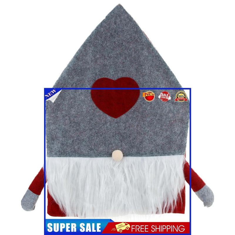 Christmas Chair Covers Plush Santa Love Heart Pointed Hat Cover (Grey)
