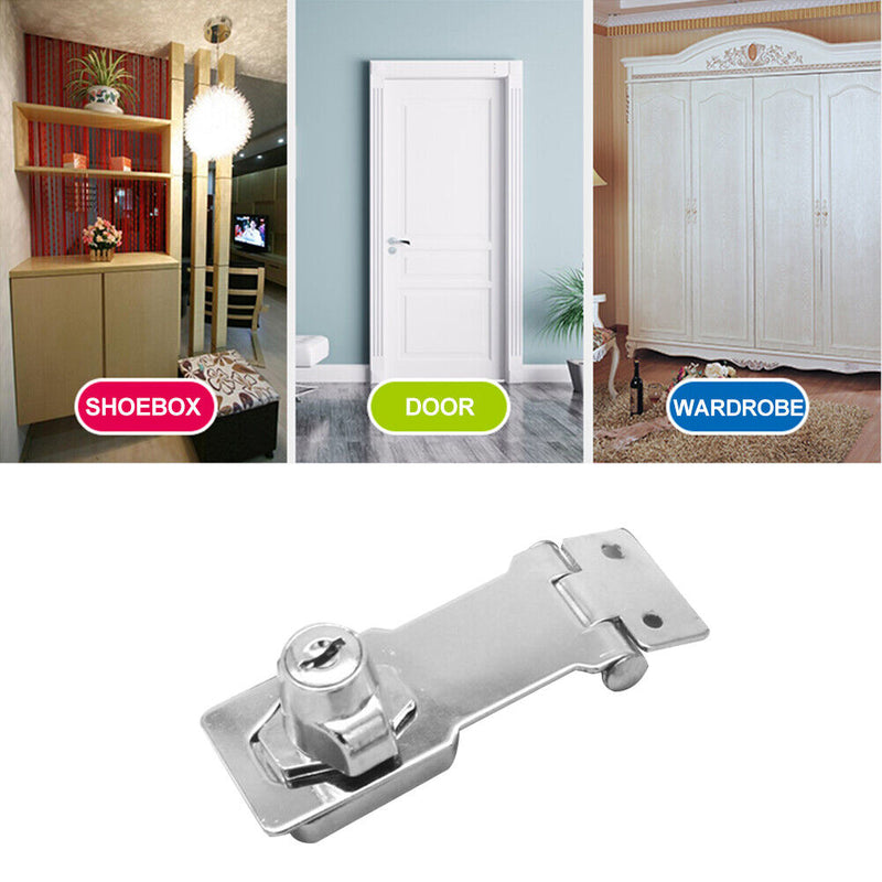 Punch-Free Stainless Steel Drawer Lock with Key Door Bolt Locks (3 Inch) Newly