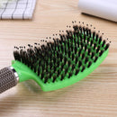 Scalp Massage Bristle Hair Comb Curly Straight Anti Static Hairbrush (Green