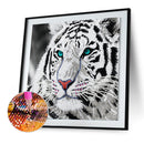 5D DIY Round Drill Diamond Painting White Tiger Kit Rhinestone Drawing Ornaments
