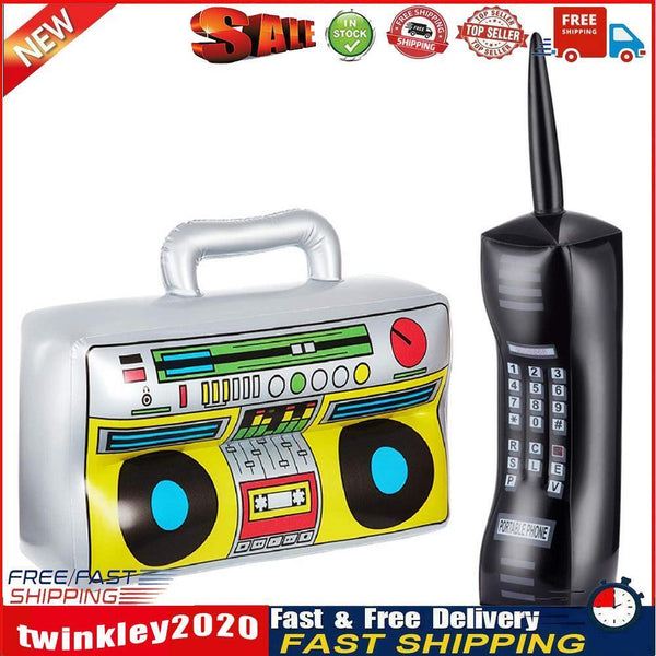80s 90s Inflatable Radio Boombox Mobile Phone Prop Birthday Supplies (03) Newly