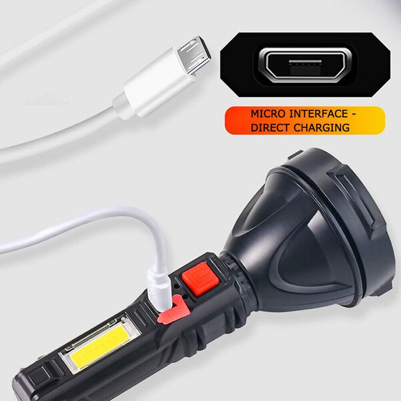 COB LED Powerful Working Torch Lamp Outdoor Fishing Camping Flashlight