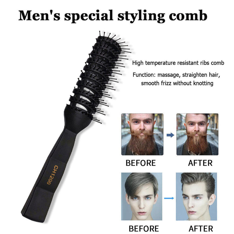 Men Ribs Comb Hair Dressing Oil Head Modeling Tools Hair Brush Inner Roll Com