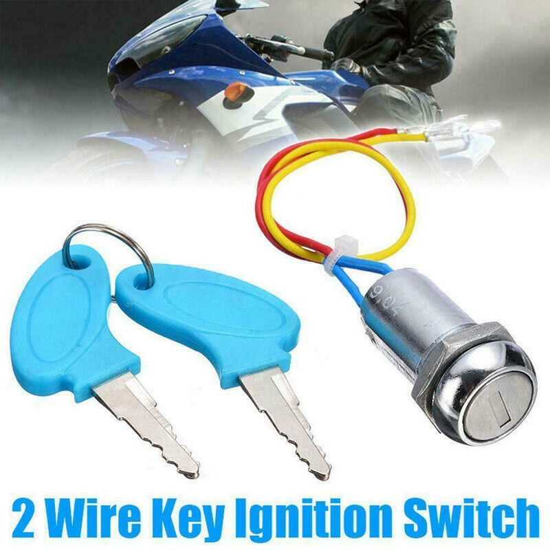 2 Wire Key Ignition Switch Lock Motorcycle Go Kart Electric Scooter Bike M0Y4