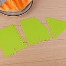 3pcs/Set Cake Icing Scraper Wave Serrated Scraper Baking Tool(Green)