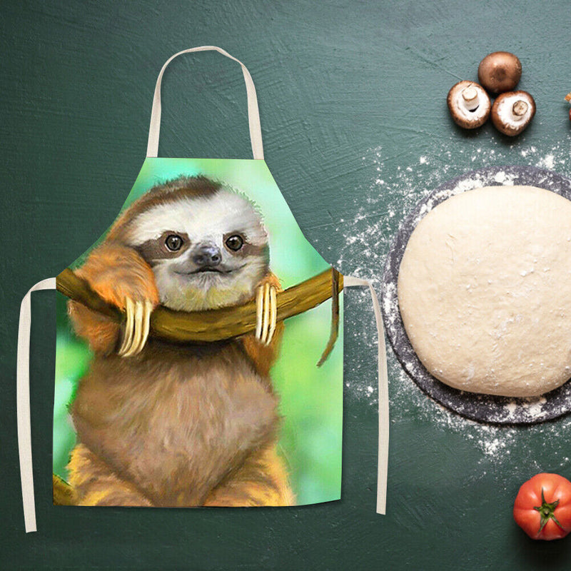 Home Sloth Printed Aprons Waterproof Linen Oil-proof Apron (82x68cm)