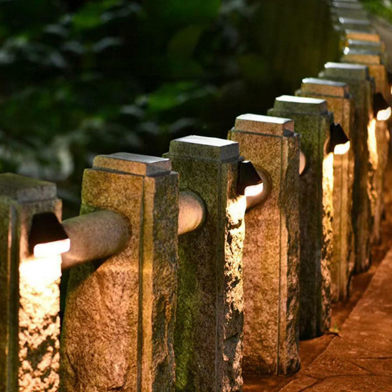 Solar Powered Led Garden Fence Lights Wall Step Outdoor Waterproof Lighting