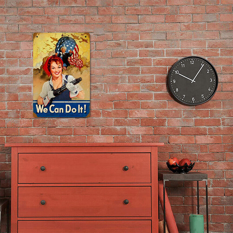 Retro Fighting Women Metal Plate Painting for Bar Pub Tin Plaques Wall Sign