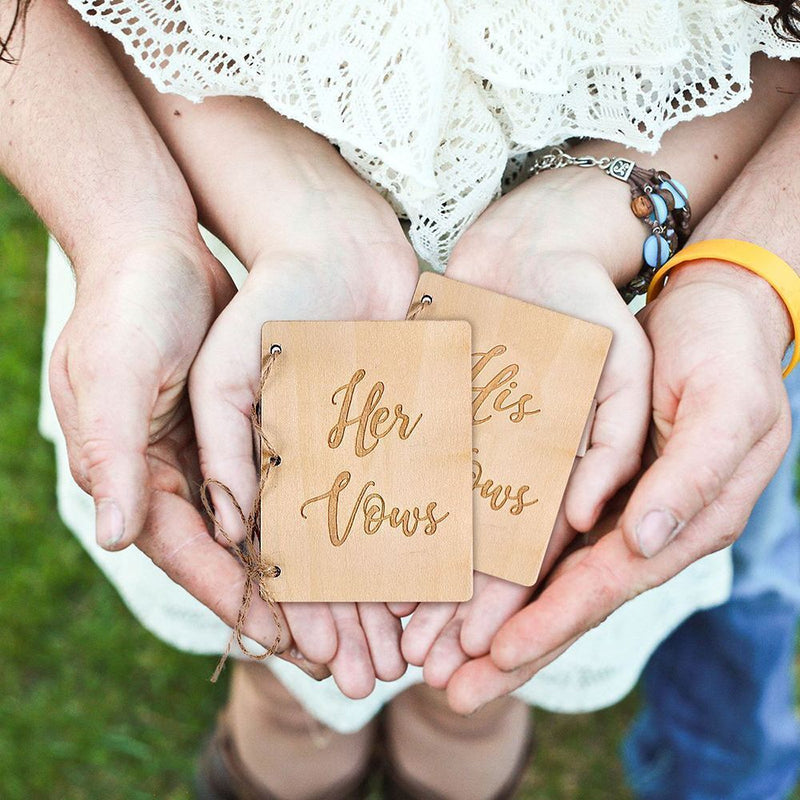 Wood Photography Props Marriage Vows Booklets Wedding Decoration Her & His Vows