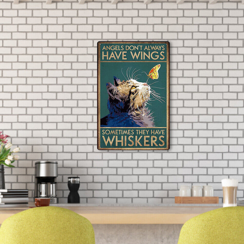 Retro Cat Butterfly Metal Plate Painting for Bar Pub Tin Plaques Wall Sign