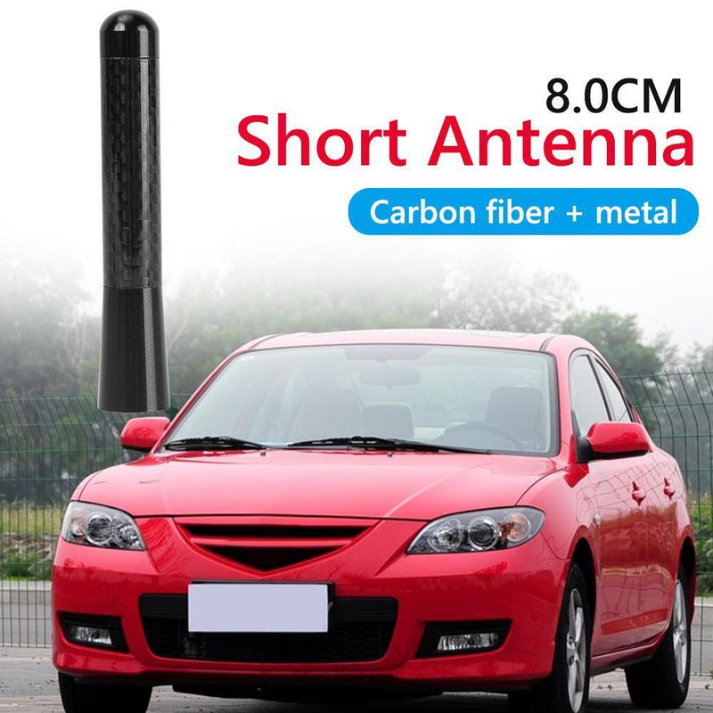 8cm Car Roof Antenna Carbon Fiber Screw Metal Stubby Mast Antenna (Black) Newly