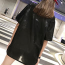 Fashion Women Bling Solid Color Short Sleeve Loose T-Shirts Glitter Long Tops