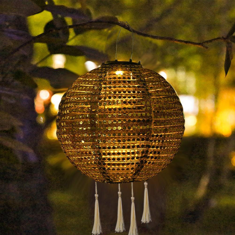 Solar Sequin Projection Lantern Outdoor Waterproof Yard Decor (Warm Light)