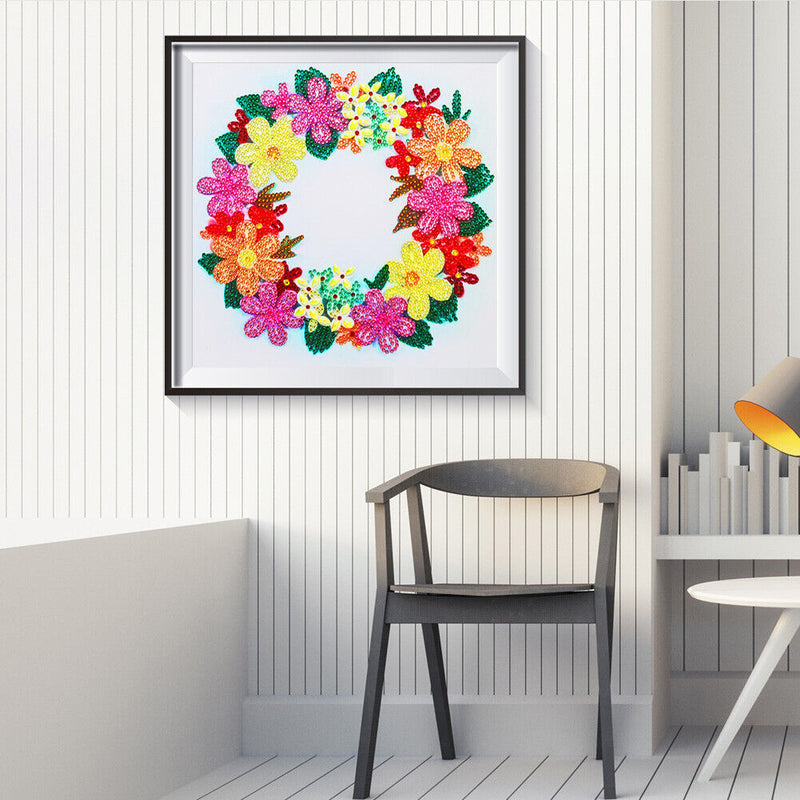 5D DIY Colorful Wreath Part Special Drill Diamond Painting Mosaic Artwork Newly