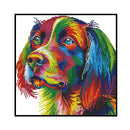 Partial Cross Stitch 14CT Rainbow Dog Counted Embroidery DIY Home Decorations
