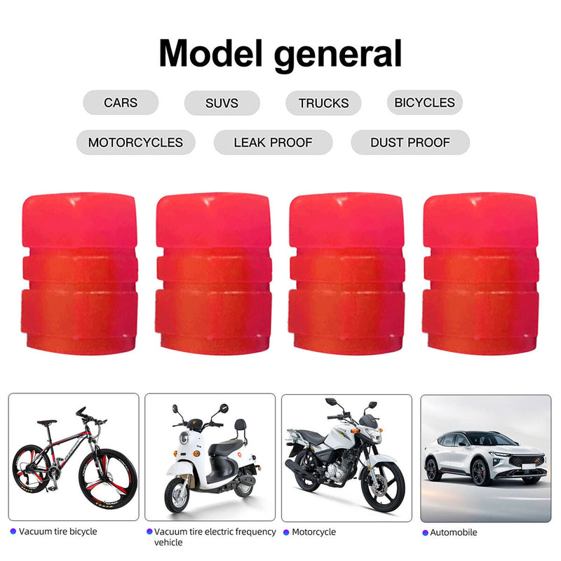 4pcs Tire Valve Caps Illuminated Tire Valve Cover Luminous Tire Cap for Bicyc
