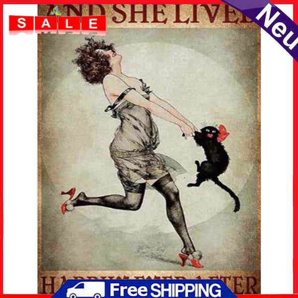 DIY Hand Painted Paint By Numbers Oil Canvas Pictures Retro Girl Wall Decor Kit