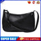 Pure Soft Leather Women Handbag Small Underarm Shoulder Totes Bag (Black)